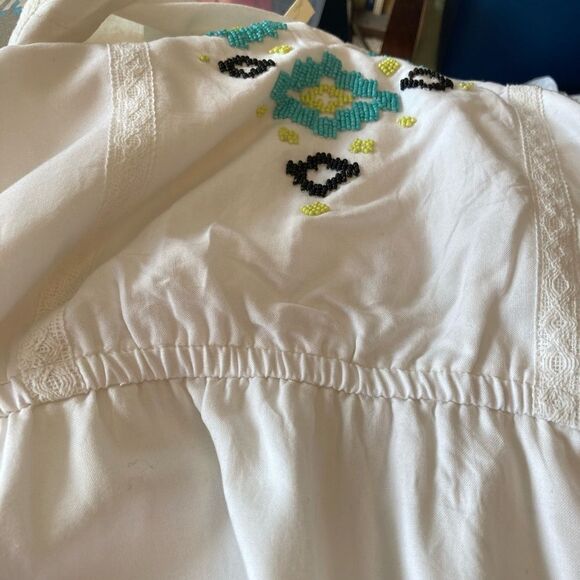 Kenji Anthropologie native SW beaded lined dress w/elastic drawstring waist - Picture 9 of 11